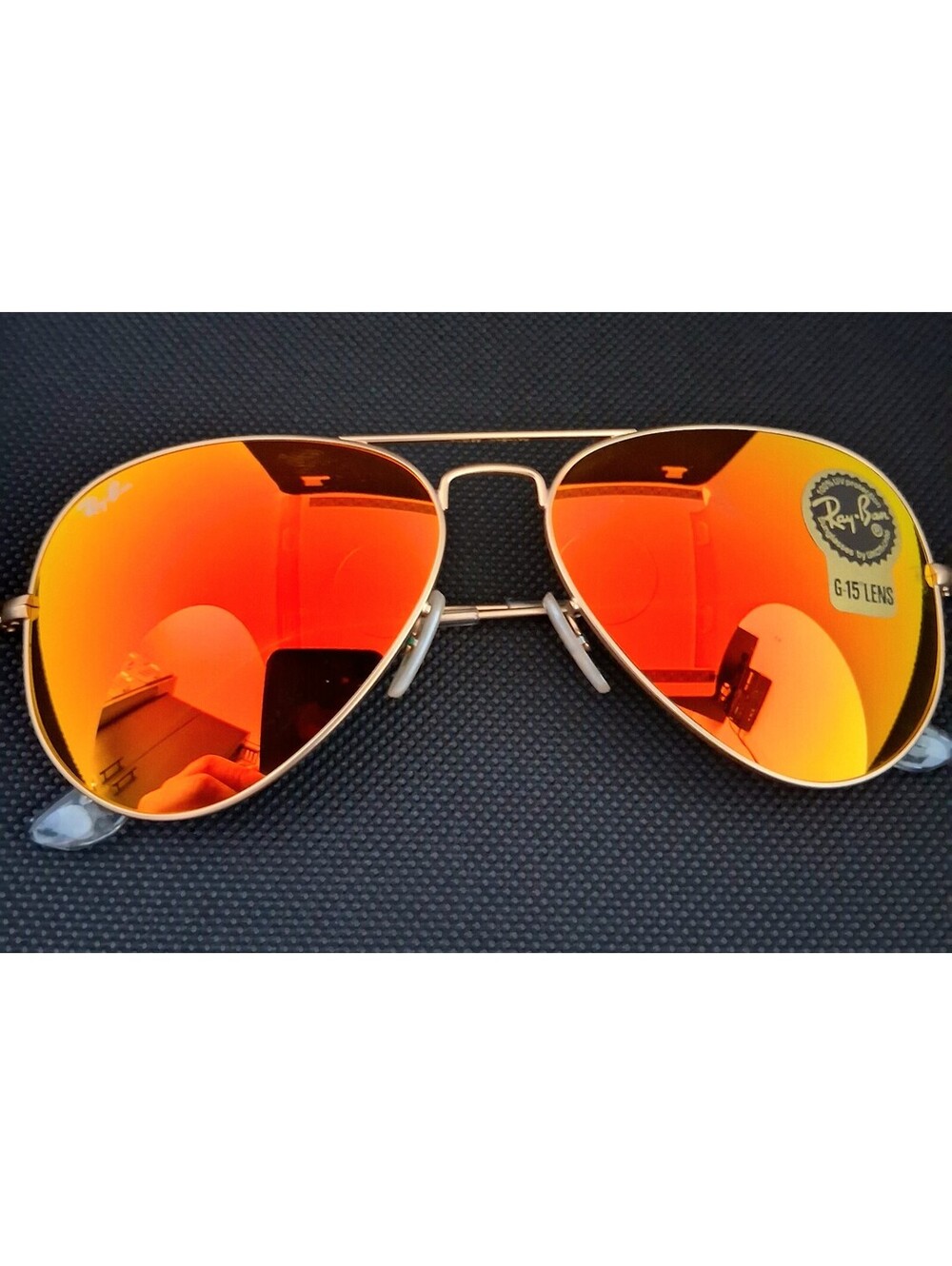 NEW Ray Ban RB3025 58mm Aviator Fire Orange Lens Gold Frame Sunglasses - Picture 3 of 5